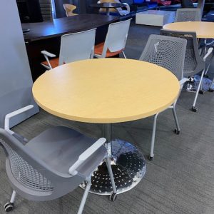 36" Round Maple Table with Chrome Base - $175.00 ea - QTY 1