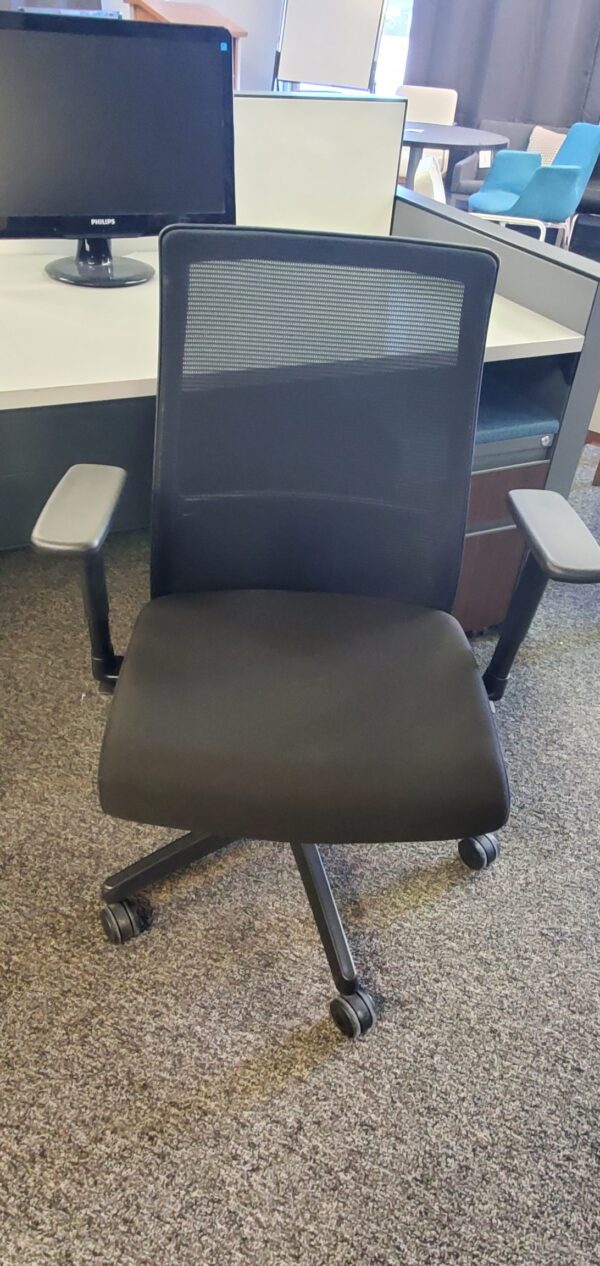 HON Ignition Task Chairs – Adjustable Arms, Tilt, Height - Black Fabric Seat, Black Mesh Back – $295.00 ea. -  QTY 4