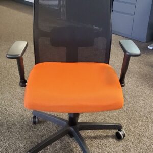 HON Fully Adjustable Task Chair - Orange Fabric Seat, Black Mesh Back - $295.00 ea. - QTY 4
