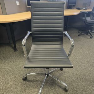 Structube Office Chair - Black Faux Leather with Chrome Frame - $125.00 ea. - QTY 4