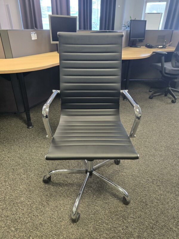 Structube Office Chair - Black Faux Leather with Chrome Frame - $125.00 ea. - QTY 4