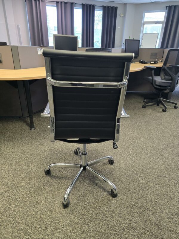 Structube Office Chair - Black Faux Leather with Chrome Frame - $125.00 ea. - QTY 4 - Image 3