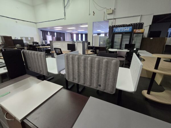 Ikea Desk - 46.6" x 31.5"  Includes privacy panel and reversible tack board/whiteboard and cable management mesh panel- CLEARANCE $75.00 ea. - QTY 1 - Image 3