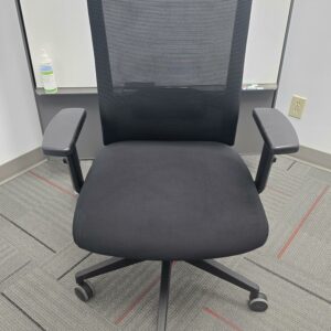 Adjustable Task/Boardroom Chair - Black Mesh Back, Fabric Seat - Height, Tilt, Lumbar Adjustable - $90.00 each.  Qty 28