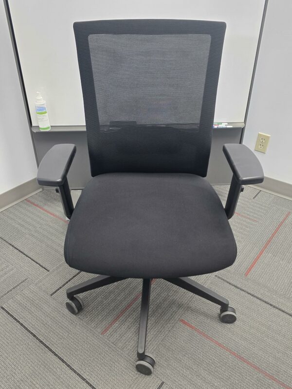 Adjustable Task/Boardroom Chair - Black Mesh Back, Fabric Seat - Height, Tilt, Lumbar Adjustable - $90.00 each.  Qty 28