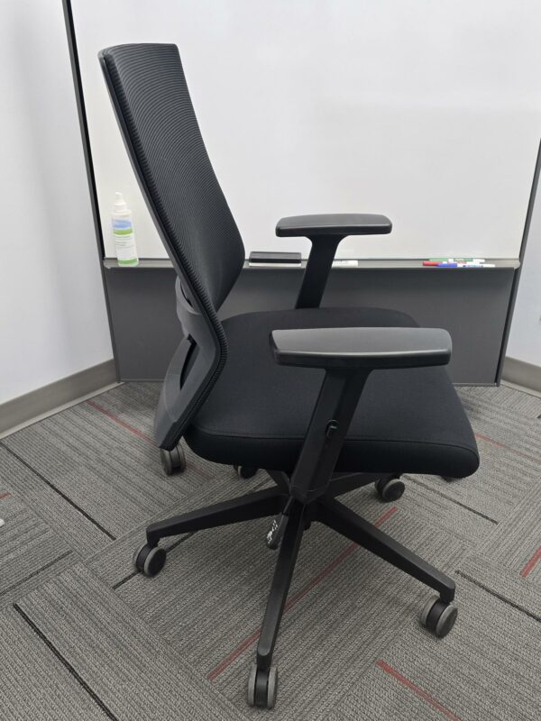 Adjustable Task/Boardroom Chair - Black Mesh Back, Fabric Seat - Height, Tilt, Lumbar Adjustable - $90.00 each.  Qty 28 - Image 4