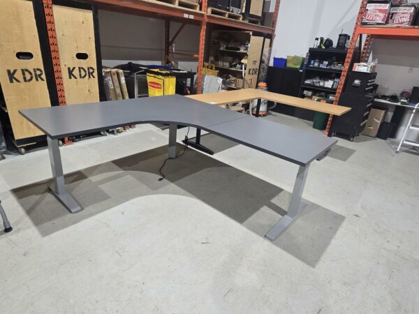 L-Shaped Electric Height Desk - Graphite - 7' x 6' x 30" (50" from Corner of Desk to Center Edge) - 2 LH, 2 RH