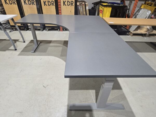 L-Shaped Electric Height Desk - Graphite - 7' x 6' x 30" (50" from Corner of Desk to Center Edge) - 2 LH, 2 RH - Image 2