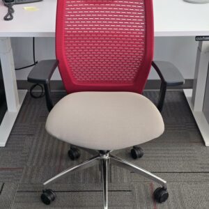 Krug Height/Tilt Adjustable Task Chair - Red Mesh Backrest, Light Grey/Taupe Seat, Black Armrest - $95.00 ea. (QTY 8)